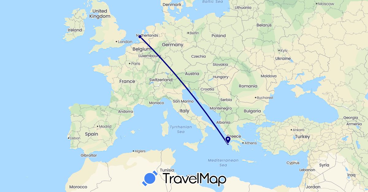 TravelMap itinerary: driving in Greece, Netherlands (Europe)